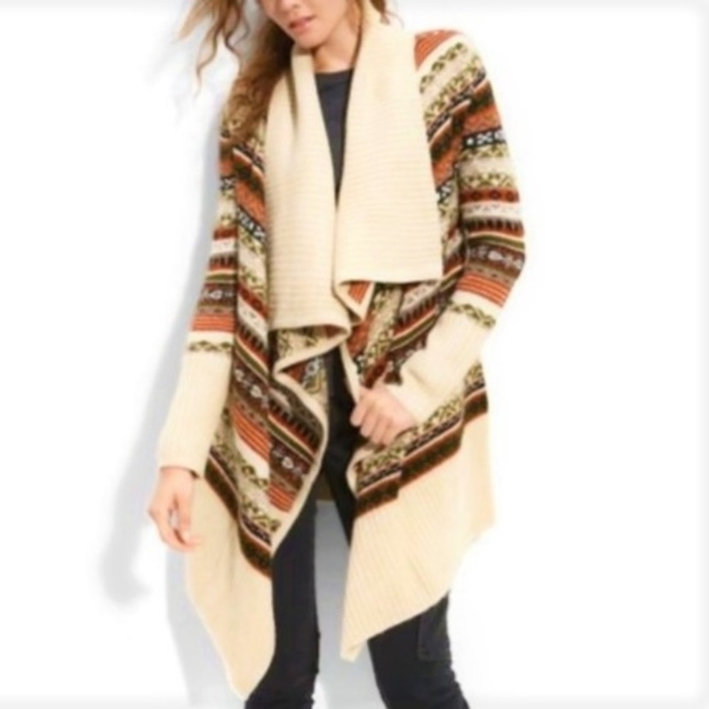 Kensie Waterfall Fair Isle Cardigan S Boho - Picture 3 of 3
